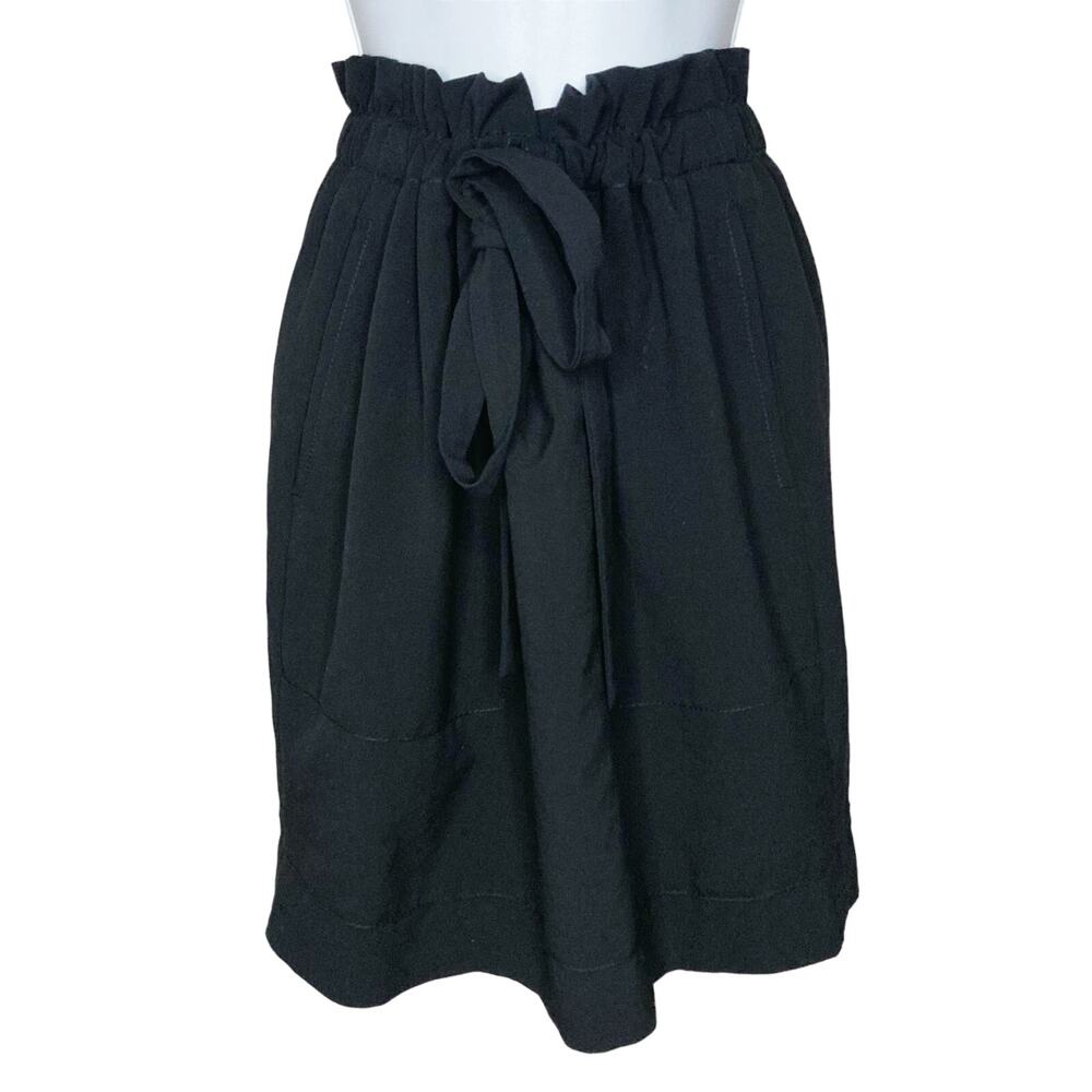 Max Studio Front Tie Drawstring Black Skirt With Big Pockets Lined Size 8 NWT - Picture 3 of 16